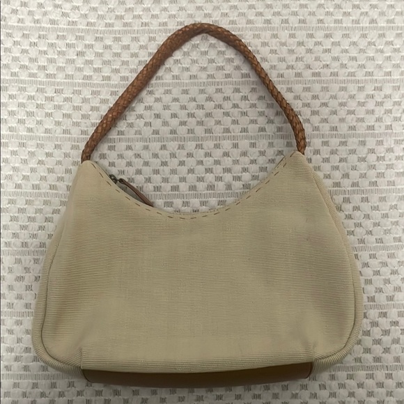 Fossil Vintage Canvas Hobo Handbag with Braided Leather Handle - Picture 1 of 15
